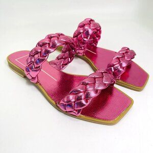 Dolce Vita Indy Women Sandals Braided Strap Slip On Metallic Pink Size 7.5